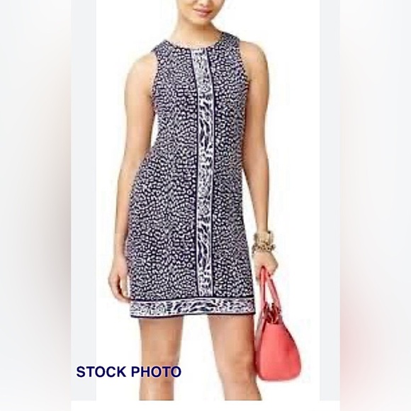 Michael Kors Dresses & Skirts - MICHAEL KORS  Size OX Border True Navy Leopard Print Stretch Jersey Dress